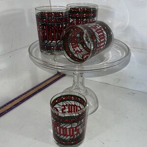 Vntg Houze Christmas stained glass tumblers (set 4)